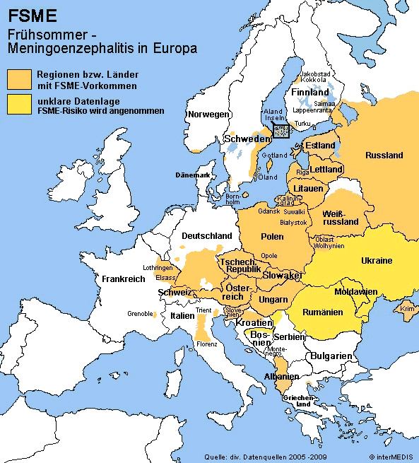 FSME Verbreitung in Europa